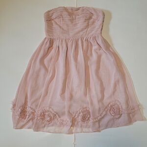 Strapless pink tulle ruffle rose dress lauren conrad